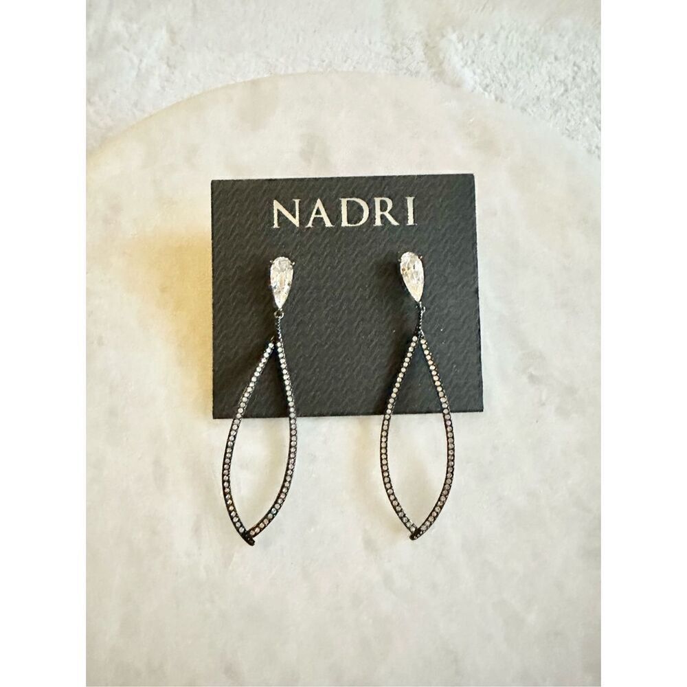 Nadri gun medal dangle chandelier earrings ￼